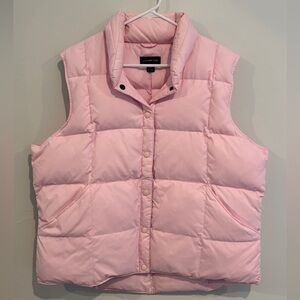 Lands’ End Baby Pink Down Feathers Filled Puffer Vest Snapped With Deep Pockets